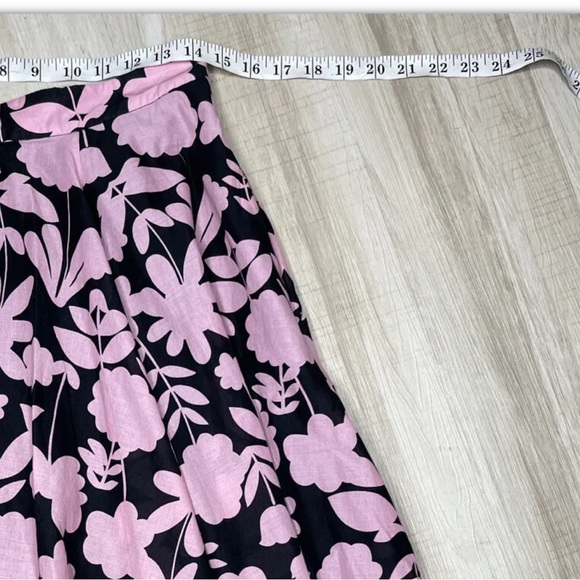 Boden Full Cotton Midi Skirt w Pink/Black Bold Flower Print Size 8P - Picture 8 of 10